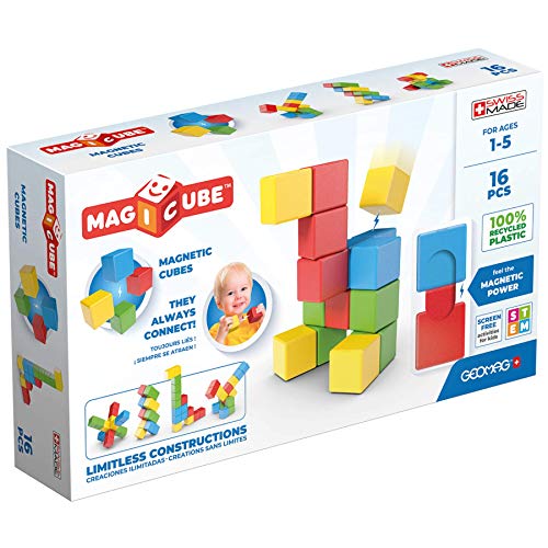 Geomag - Magicube 1+ Full Color - Magnetische Würfel für Kinder - 4 Farben - 16 Blöcke - 1-5 Jahre - 100% Recyceltes Plastik von Geomag