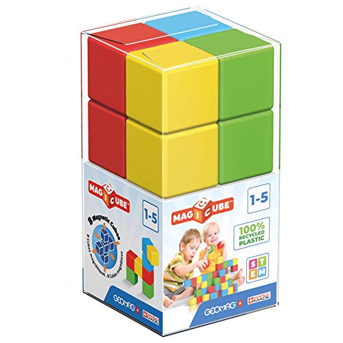 Geomag Magicube - 8 Würfel - Magnetisches Konstruktionsspielzeug für Kinder - Green Line - Lernspiel aus 100% Recyclingkunststoff von Geomag