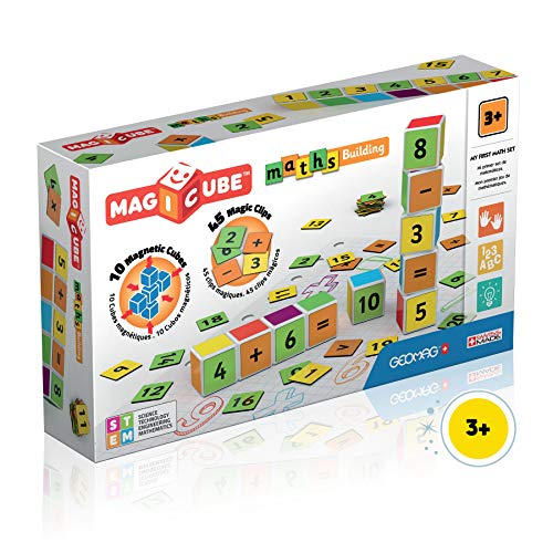 Geomag Magicube Maths Building - 16 Magnetwürfel für Konstruktionen + 45 Clip, Construction Toy von Geomag