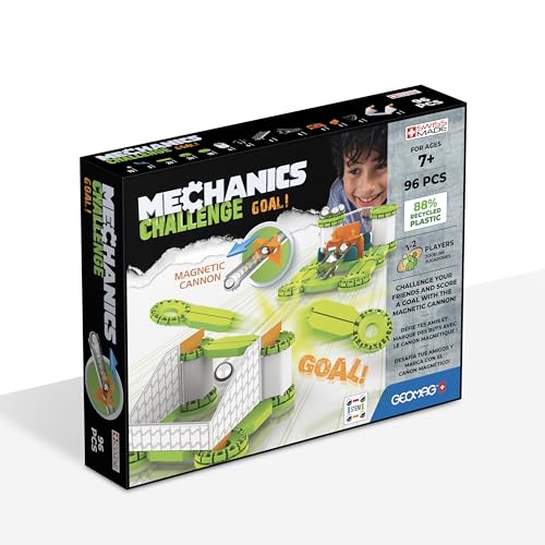 Geomag - Mechanics Challenge Goal - Lern- und Kreativspiel für Kinder - Magnetische Bausteine mit Metallkugeln - Set mit 96 Teilen von Geomag