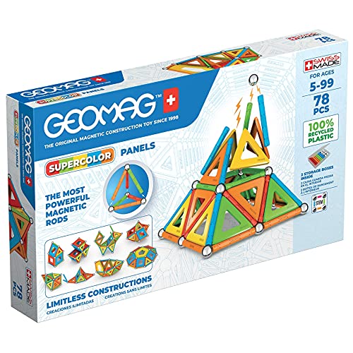 Geomag - Supercolor Magnetische Bausteine für Kinder, Magnetisches Spielzeug, Grüne Kollektion 100% Recyceltes Plastik, 5-99 Jahre, 78 Teile von Geomag