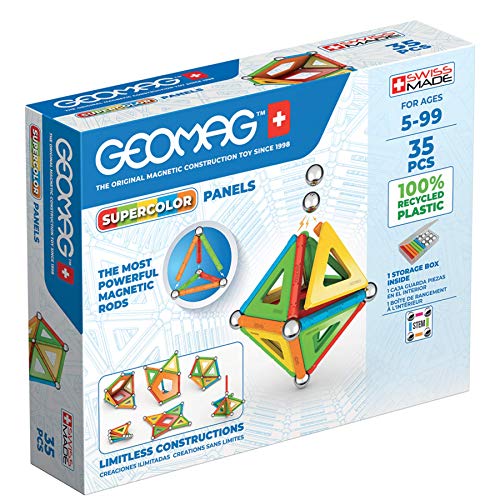 Geomag - Supercolor Magnetische Bausteine für Kinder, Magnetisches Spielzeug, Grüne Kollektion 100 % Recyceltes Plastik, 5-99 Jahre, 35 Teile von Geomag