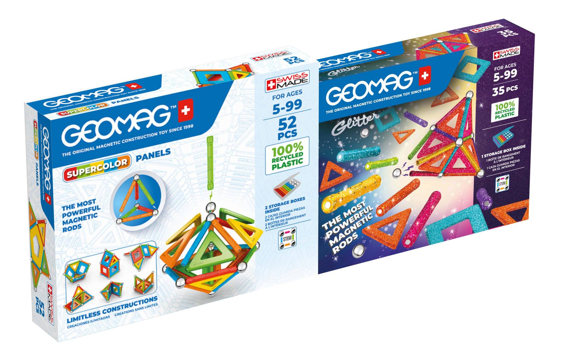 Geomag Supercolor &  Glitter Panels Bausatz 2er-Pack 87 Teile von Geomag