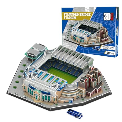 Georgie Porgy 3D Fußballstadion Puzzle DIY Spielzeug Bauen Baukästen (Stamford Bridge Stadion 108 Stück) von Georgie Porgy