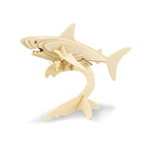 Georgie Porgy 3D Holz Puzzle Shark Modell Woodcraft Baukasten Kinder Spielzeug (JP229 Shark 18pcs) von Georgie Porgy