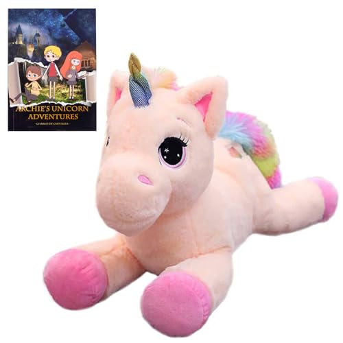 Georgie Porgy Kinder Plüsch Einhorn Kuscheltier Plüschtier Teddy Stofftier für Mädchen Geschenke mit Geschichtenbuch (15'' Rosa Einhorn + Buch) von Georgie Porgy