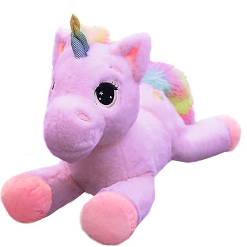 Georgie Porgy Kinder Plüschtier Plüsch Einhorn Kuscheltier mit mehrfarbigem Regenbogenschwanz Kuschelige Stofftier Geschenke für Mädchen (15'' Lila Einhorn) von Georgie Porgy