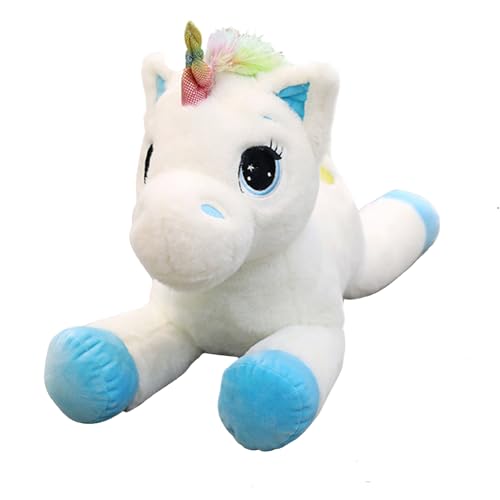 Georgie Porgy Kinder Plüschtier Plüsch Einhorn Kuscheltier mit mehrfarbigem Regenbogenschwanz Kuschelige Stofftier Geschenke für Mädchen (15'' Weiß Einhorn) von Georgie Porgy