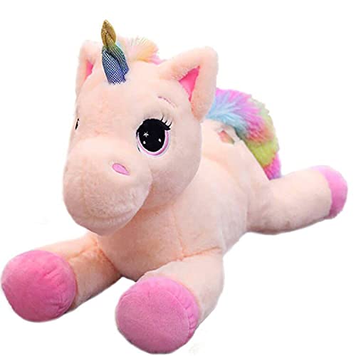 Georgie Porgy Kinder Plüschtier Plüsch Einhorn Kuscheltier mit mehrfarbigem Regenbogenschwanz Kuschelige Stofftier Geschenke für Mädchen (15'' Rosa Einhorn) von Georgie Porgy