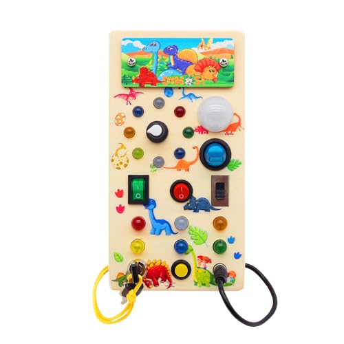 Georgie Porgy Montessori Busy Board Holzspielzeug für Kleinkinder Activity Board Pädagogisches Sensorik Lernspielzeug Geburtstagsgeschenke für Kinder Jungen und Mädchen (Dinosaurier) von Georgie Porgy