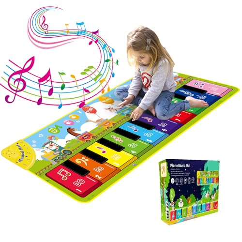 Georgie Porgy Musikmatte für Kinder Baby Spielzeug Klavier Tanzmatte Keyboards Montessori Lernspielzeug Geburtstagsgeschenke für Jungen Mädchen ab 3 4 5 6 Jahren (Zug) von Georgie Porgy