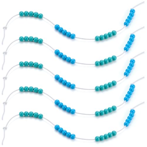 Geosar 5 Stück Rechenkette für Grundschüler mit 20 Perlen Zählperlen mit Seil Einschulung Geschenke zum Schulanfang für Kinder Nachhaltige Rechenhilfe für Die Grundschule(Hellblau, Dunkelblau) von Geosar