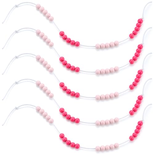 Geosar 5 Stück Rechenkette für Grundschüler mit 20 Perlen Zählperlen mit Seil Einschulung Geschenke zum Schulanfang für Mädchen und Jungen Nachhaltige Rechenhilfe für Die Grundschule(Rosenrot, Rosa) von Geosar