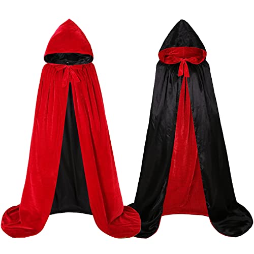 Geplaimir Luxus Vampir Umhang Schwarz und Rot Mit Kapuze Doppelseitig Cloak für Halloween Kostüm Kinder & Erwachsene Damen & Herren Dracula Cosplay Halloween Karneval Kostüm 160cm Umhang G023L von Geplaimir