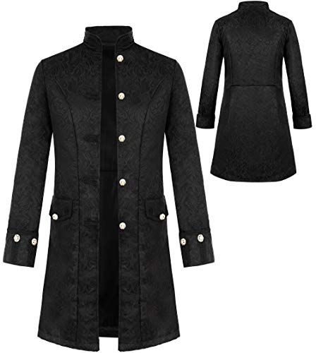 Herren Gothic Steampunk Vintage Tailcoat Jacke Mittelalter Viktorianischen Gehrock Uniform Karneval Fasching Halloween Cosplay Kostüm 008BXL von Geplaimir