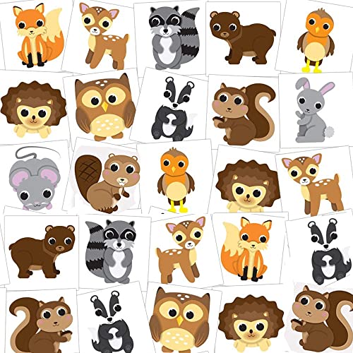 German Trendseller® Woodland Kinder Tattoos - Set ┃ Neu ┃ Tattoo Party ┃ Kindergeburtstag ┃ Mitgebsel ┃ Süße Kleine Waldtiere ┃ 36 Tattoos von German Trendseller