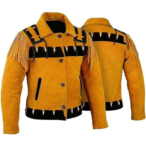 Western Reiter Lederjacke Indianer Tracht Westernjacke Jacke Karneval, Größe:48 von German Wear