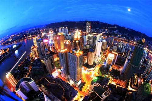 1000 Teile Puzzle für Erwachsene CHONGQING SKYLINE Poster Holzpuzzle China Zhang Asien Chinesische Stadt A489 Herausfordernde Puzzles für Freunde Familie Wanddekoration von Geroclonup