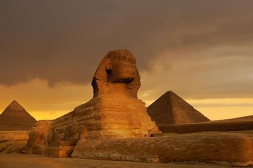 Jigsaw Puzzle 1000 Teile Sonnenuntergang an der Sphinx und Pyramide Komplex Gizeh Foto Familie Spaß Jigsaws Puzzles 1000 Teile für Erwachsene Geschenke Herausfordernde Puzzlespiele von Geroclonup