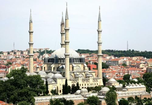 Puzzle für Erwachsene, 1000 Teile, EDIRNE TURKEY SKYLINE Glänzendes Holzpuzzle, Banner, Moschee Türkei, A279, herausfordernde Puzzles für Freunde, Familie, Wanddekoration von Geroclonup