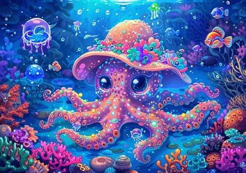 Puzzle für Erwachsene, 1000 Teile, Oktopus, schöne bunte Ozean-Meerestiere, Fische, herausforderndes Puzzle, Tierliebhaber, herausfordernde Puzzles für Freunde und Familie von Geroclonup