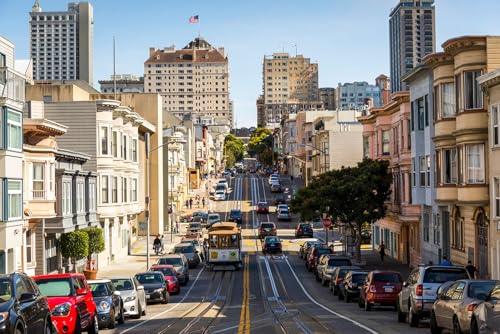 Puzzle für Erwachsene, 1000 Teile, Seilbahn auf Hyde Street in der Nähe von Broadway in San Francisco, Kalifornien, Fotofamilie, lustig, herausfordernd, Urlaubspuzzle, Geschenk von Geroclonup