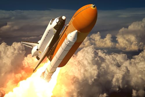 Puzzle für Erwachsene, 1000 Teile, Space Shuttle Launch Blasting Through Clouds Rendering Photo Family Funny Challenging Holiday Puzzles for Adults Puzzle Gift for Women Men Seniors von Geroclonup