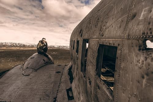 Puzzle für Erwachsene 1000 Teile Mädchen sitzt auf zerbrochenem WWII Flugzeugmotor Foto Familie Lustige herausfordernde Urlaubspuzzles für Erwachsene Puzzle Geschenk für Frauen Männer Senioren von Geroclonup