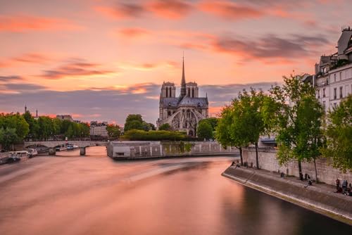 Puzzles für Erwachsene 1000 Teile Romantischer Sonnenuntergang über Notre Dame Paris Frankreich Foto Familie Lustige Herausfordernde Urlaubspuzzles für Erwachsene Puzzle Geschenk für Frauen Männer von Geroclonup