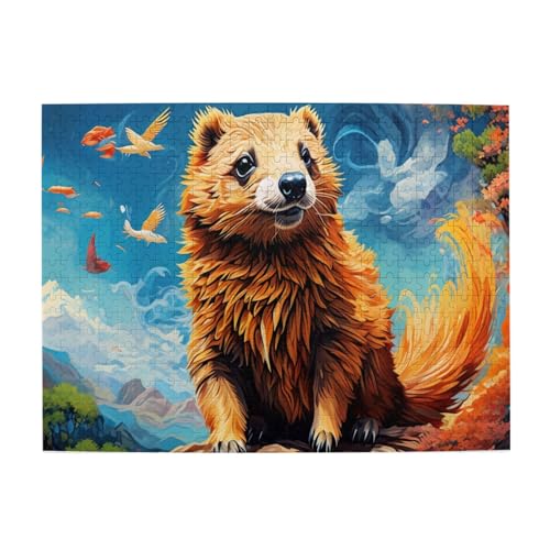 Tiger Puzzle Wolf Holzpuzzle 3D Puzzle Aquarell Tier Wooden Puzzle,Holzpuzzles FüR Erwachsene, Familie Und Freunde (52x38cm/500pcs,14) von Gerrit