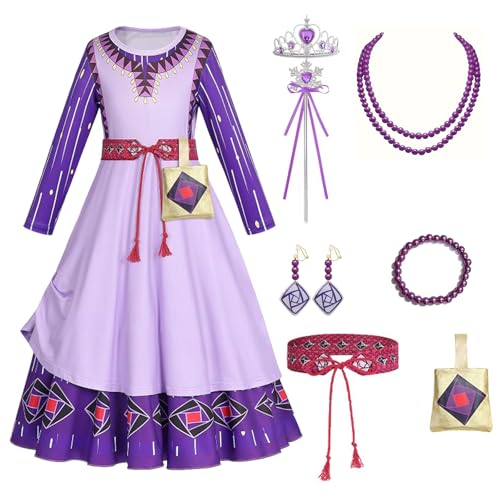 Geruicee Kleider MäDchen,Prinzessin Kleid MäDchen,Wish Prinzessin Lila Kleid,Kleid KostüM FüR MäDchen Wish Princess Dress Up,Cosplay Weihnachten Dress Up Mit ZubehöR,FüR Kinder Alter 2-14 Jahre von Geruicee