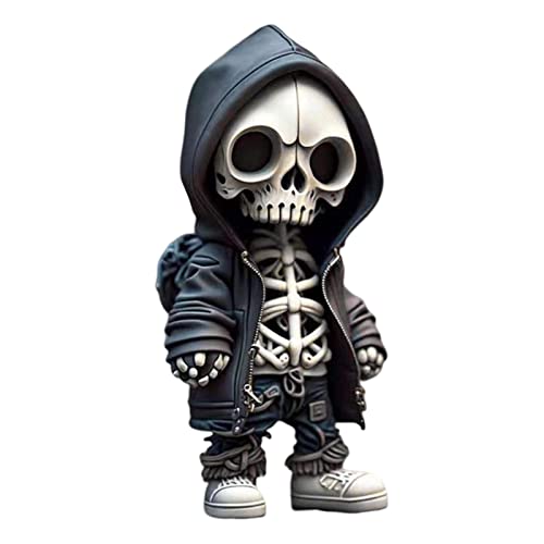 Geruwam Coole Skelettfiguren, Totenkopf-Auto-Armaturenbrett-Dekorationen, Stehender -Schädel, Halloween-Dekor, Skelett-Armaturenbrett-Dekor für Schreibtisch, Punk-Stil von Geruwam