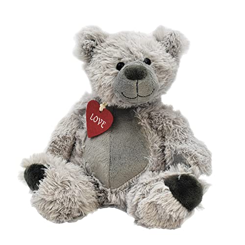 Geschenkestadl Teddybär Grau 22 cm mit Herz Love Kuschelbär Kuscheltier Bär Teddy von Geschenkestadl