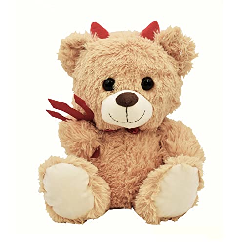 Geschenkestadl Teddybär Teufel 30 cm Hellbraun Teufelshörner Dreizack Kuschelbär Kuscheltier Bär Teddy von Geschenkestadl