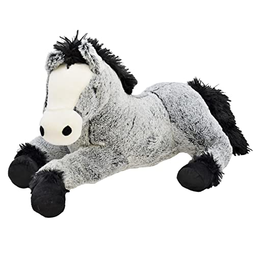 Pferd Kuscheltier 50 cm liegend Plüschtier Stofftier (Grau) von Geschenkestadl