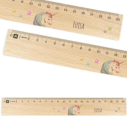 Lineal personalisiert für Kinder 20cm aus Holz - UV-Druck- Lineal mit Namen - Geschenkideen Schultüte - Geschenke für die Einschulung und Schulstart - Schulanfang - Schulbedarf Mädchen - Einhorn von Geschenkfreude