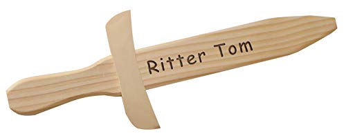 Kurzschwert aus Holz mit Gravur - Name oder kurzer Spruch - Holzschwert, Spielschwert, Dekoschwert - persönliches Geschenk für Kindergeburtstag von Geschenkissimo