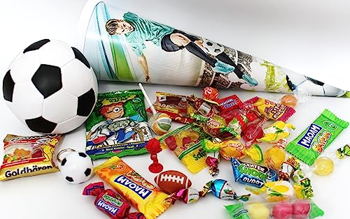 101609 Schultüte Fussball 35cm gefüllt mit Spielsachen & Schulbedarf Zuckertüte als Geschenk zum Schulanfang von Geschenkpost24