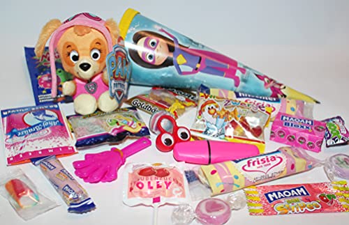 101630 gefüllte Schultüte 22cm Superheldin Paw Sky Geschwistertüte Patrol Hund Geschenk Schultüte Zuckertüte von Geschenkpost24