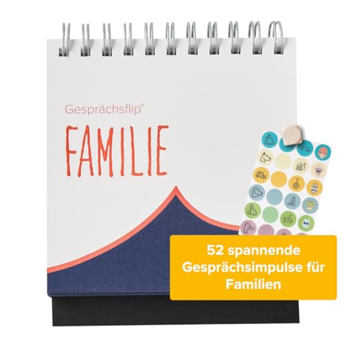 Gesprächsflip Familie - mit Würfel ohne Holzsockel | Das Ritual für mehr Gesprächsstoff | Erzählt euch mehr im Alltag | Für Familien mit Kindern und Teenagern von Gesprächsflip