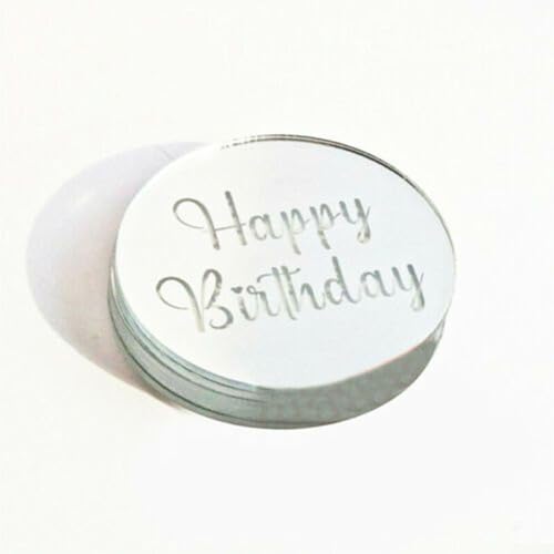 51020 Stück Happy Birthday Acryl-Cupcake-Scheiben, Kuchendekoration in Roségold (5 Stück Silber) von Getdoublerich