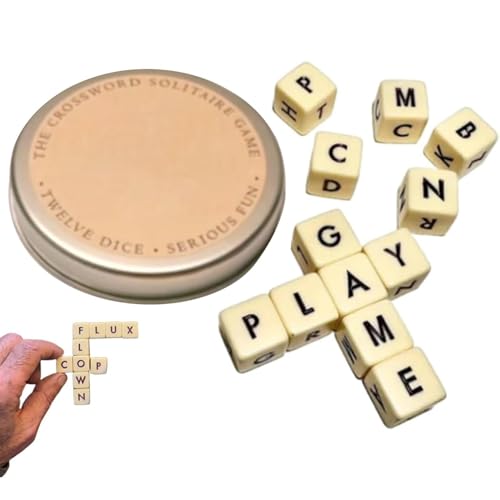 Das Kreuzworträtsel Solitärspiel | Kreatives Spiel Mit Englischen Buchstabenwürfeln | scrabbles Buchstabenplättchen Mit 12 Würfeln Und 1 Etui | Kreuzworträtsel Reisespiel Für Kinder Und Erwachsene von Geteawily