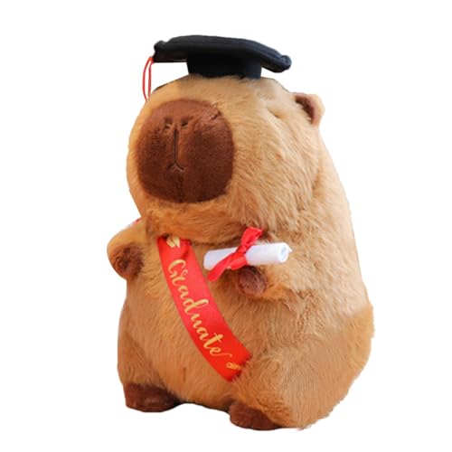 Geteawily 2024 Abschluss-Plüsch, Capybara-Kuscheltiere,Abschlusshut Capybara Plüschtier Weiche Kissenpuppe 9,84 Zoll | Partygeschenke, Umarmungspuppe, Glückwunsch zum Abschluss, Heimdekoration für von Geteawily