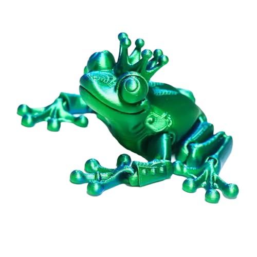 Geteawily 3D-gedruckter Frosch, 3D-gedruckte Tiere | Fidget Frog in 3D gedruckt, ansprechendes Spielbüro-Spielzeug, rotierendes Spielzeug für Erwachsene mit beweglichen Gelenken für Schlafzimmer von Geteawily