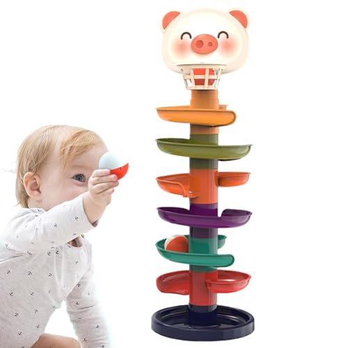 Geteawily Ball Drop Slide Spielzeug, Rolling Ball Track Spielzeug - Ball-Rollspielzeug für die frühe Bildung | 1–3 Jahre altes Stapel-Trackball-Rutschspiel, rollender Ball-Rutschturm für von Geteawily