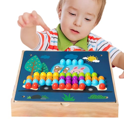Geteawily Baustein für Kinder aus Holz, kreatives Steckpuzzle, 3D-Spiele | Naturholz-Pegboard-Puzzle - Puzzle-Mosaik-Stecktafel, Spaß und Unterhaltung für Kinder, und Mädchen von Geteawily