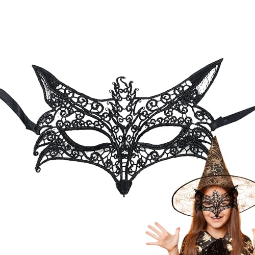 Geteawily Black Masque Costume | Black Lace Carnival Eye Masque Face Cover - Animal Shaped Eyemask, Festivals Decoration Themed Party Cosplay for Prom Ball Costume von Geteawily