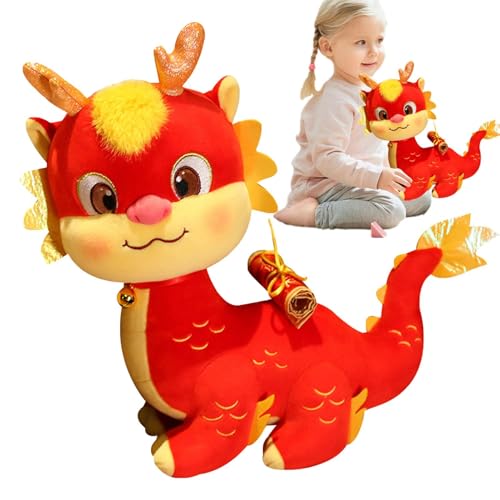 Geteawily Chinesisches Neujahrs-Drachen-Maskottchen-Puppe, Jahr des Drachen-Plüsch - 2024 Chinesisches Neujahrs-Souvenir, glückliche Stoffpuppe | Glücksdrachen-Puppe, Zwölf von Geteawily