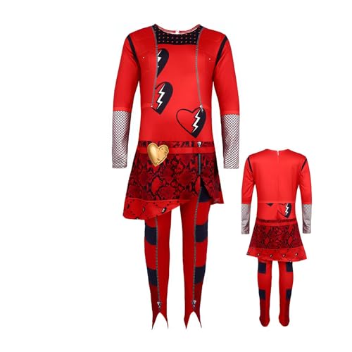 Geteawily Descendants 4 Kostüme | Descendants 4 Rotes Kostümkleid Für Mädchen | Descendants 4 Halloween Cosplay Kostüm | Rollenspiel Kostüm Overall | Halloween Cosplay Outfit von Geteawily