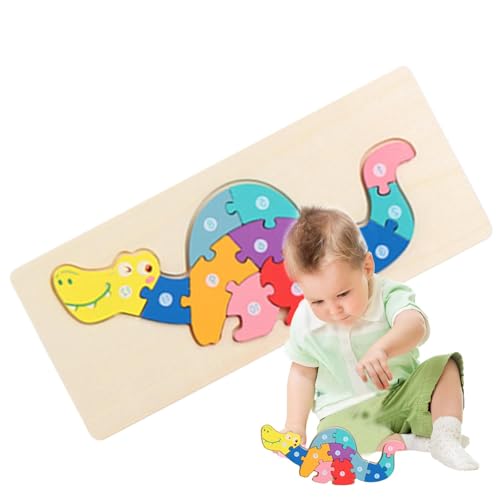 Geteawily Dinosaurier-Puzzle,Holzmusterblöcke - -Spielzeug im Dinosaurier-Design,Bunte, entzückende Kleinkind-Holzpuzzles für 3-5-jährige Kinder, Kindergarten, Vorschulerziehung, Logikspiel von Geteawily